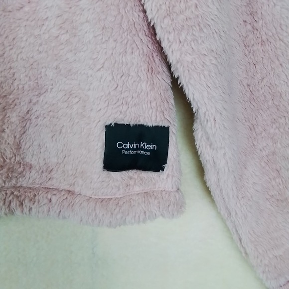 Calvin Klein Half Zip Sherpa Pullover Size Large in Pink - Picture 9 of 13